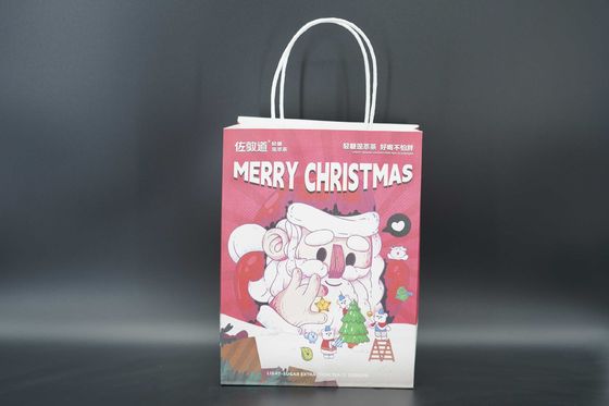OEM / ODM Eco Friendly Paper Kraft Bags Printing For Christmas Party