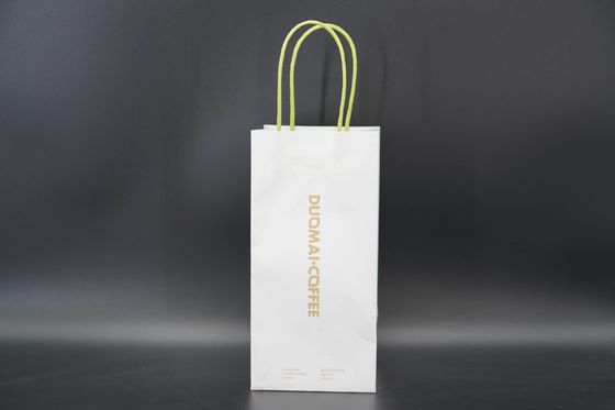 OEM Takeout Kraft Paper Bags With Twisted Handles Single Cup Paper Bag