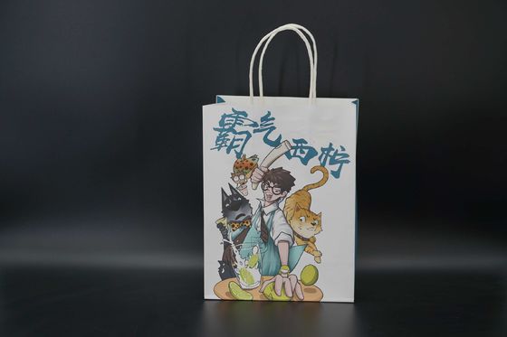 Lightweight Printed Twisted Handle Paper Bags Juice Takeaway Paper Bags