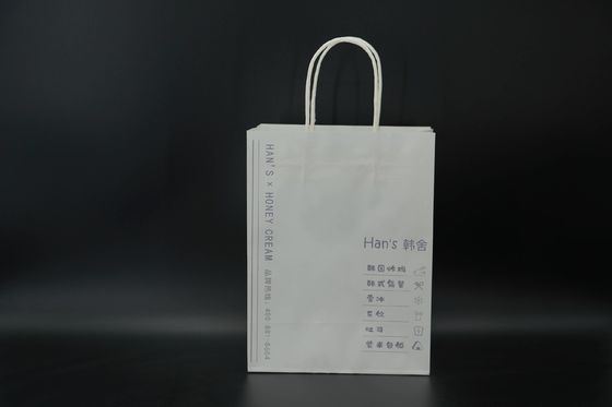 Takeaway Kraft Paper Coffee Bags Recycled Paper Take Out Bags With Handles