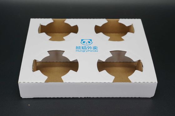 Factory Wholesale Custom Coffee Cardboard Cup Holders Eco Friendly Boba Bubble Tea Paper Cup Holder Tray