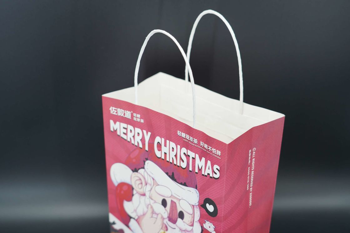 OEM / ODM Eco Friendly Paper Kraft Bags Printing For Christmas Party