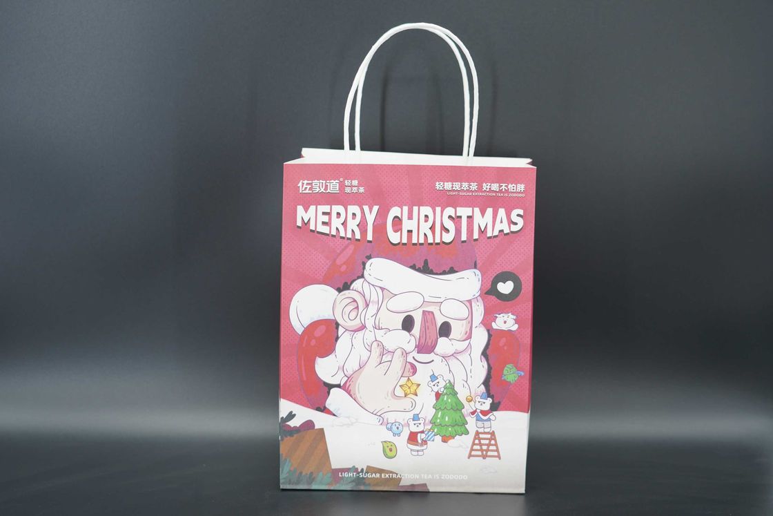 OEM / ODM Eco Friendly Paper Kraft Bags Printing For Christmas Party