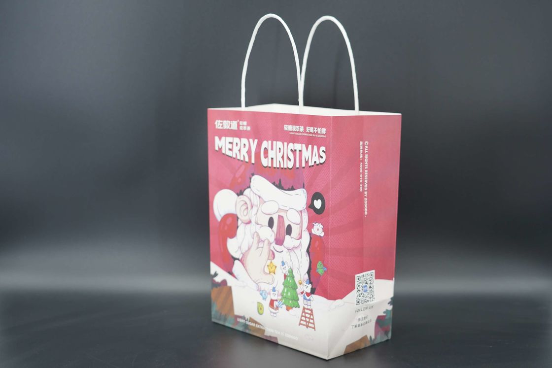 OEM / ODM Eco Friendly Paper Kraft Bags Printing For Christmas Party