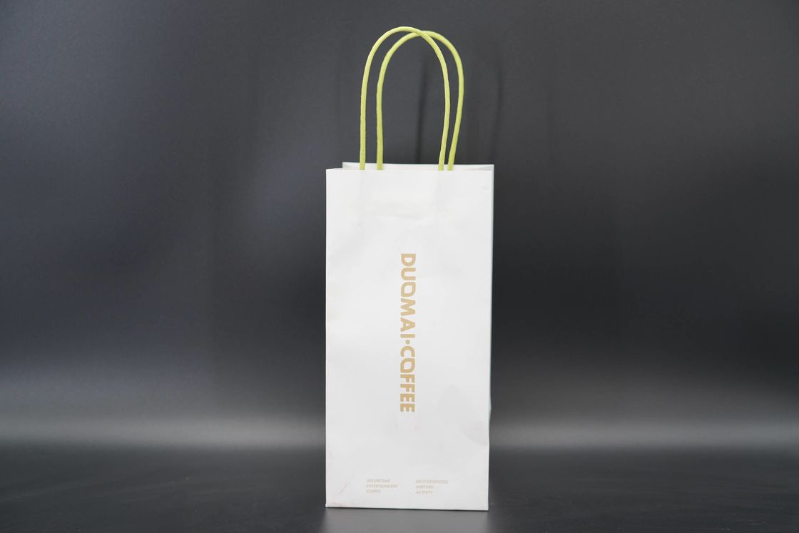 OEM Takeout Kraft Paper Bags With Twisted Handles Single Cup Paper Bag