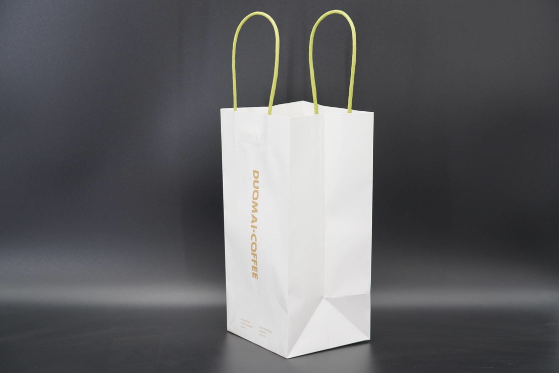 OEM Takeout Kraft Paper Bags With Twisted Handles Single Cup Paper Bag