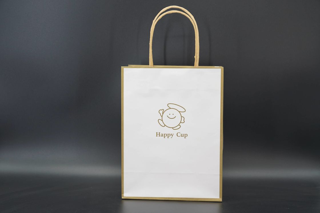 Brown Handle Paper Bags Eco Friendly Packaging Kraft Carrier Bags