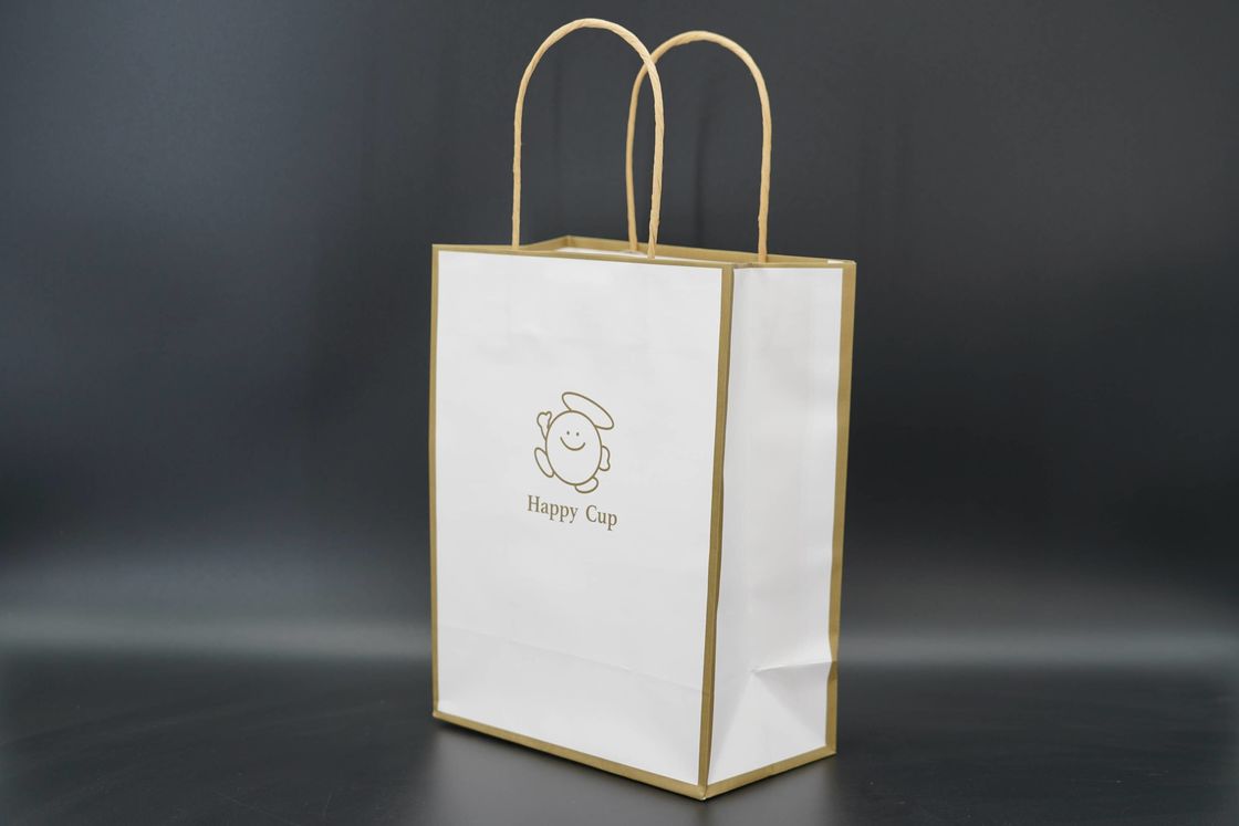 Brown Handle Paper Bags Eco Friendly Packaging Kraft Carrier Bags