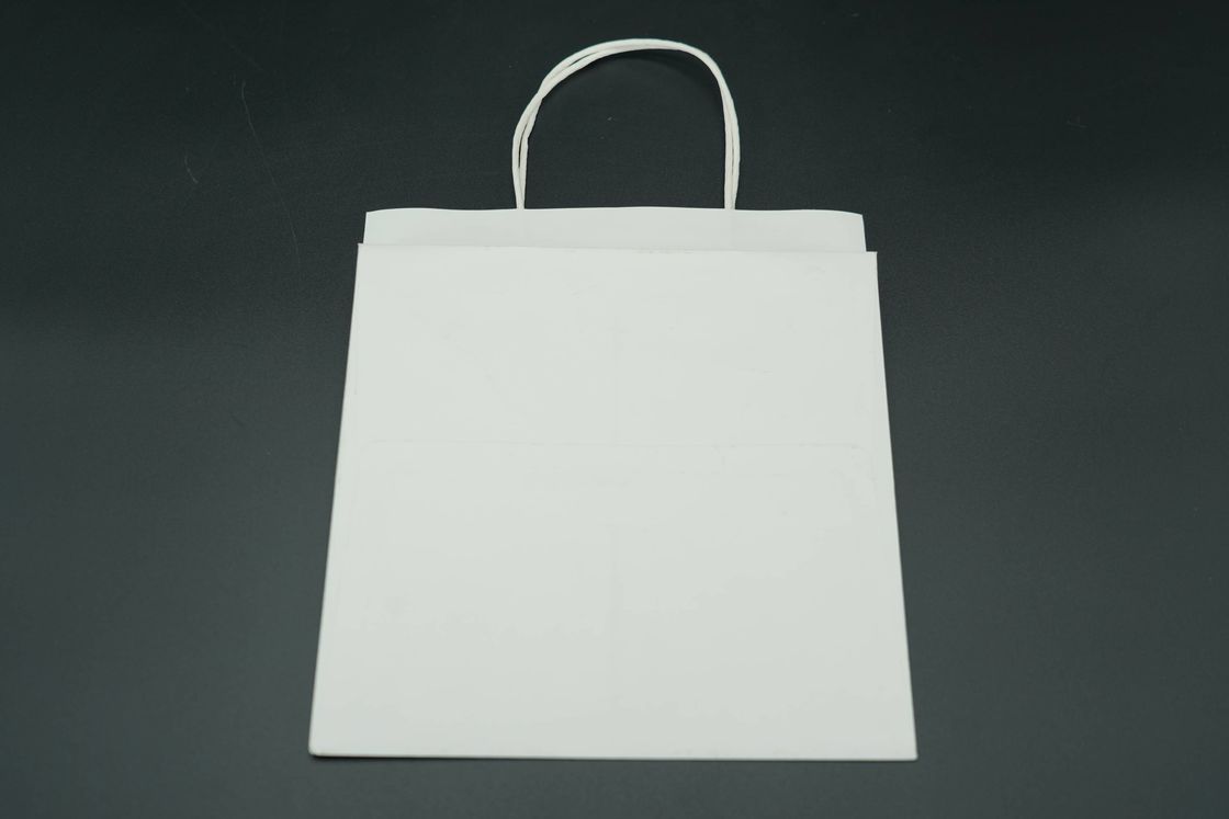 White Unique Custom Printed Paper Bags Recyclable Extra Large Bottom