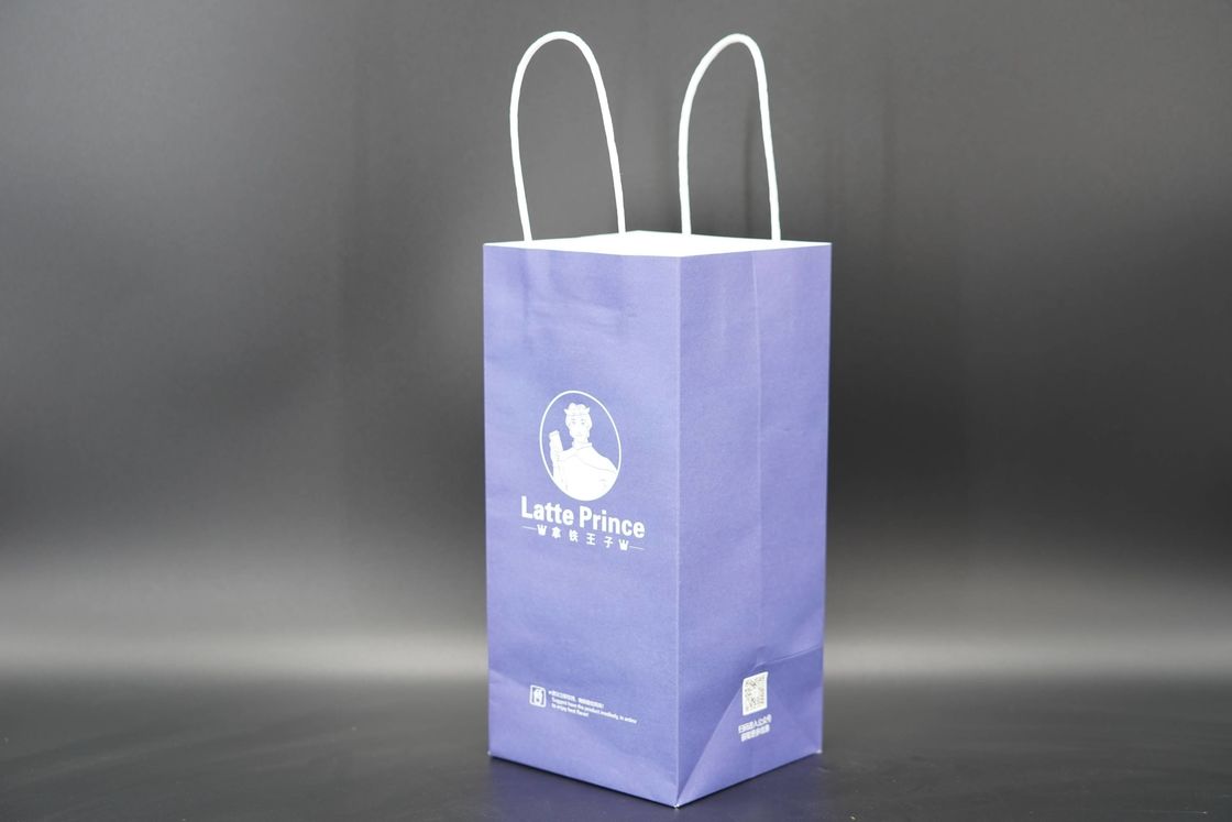 Single Cup Custom Printed Paper Bags For Coffee Safe Lightweight