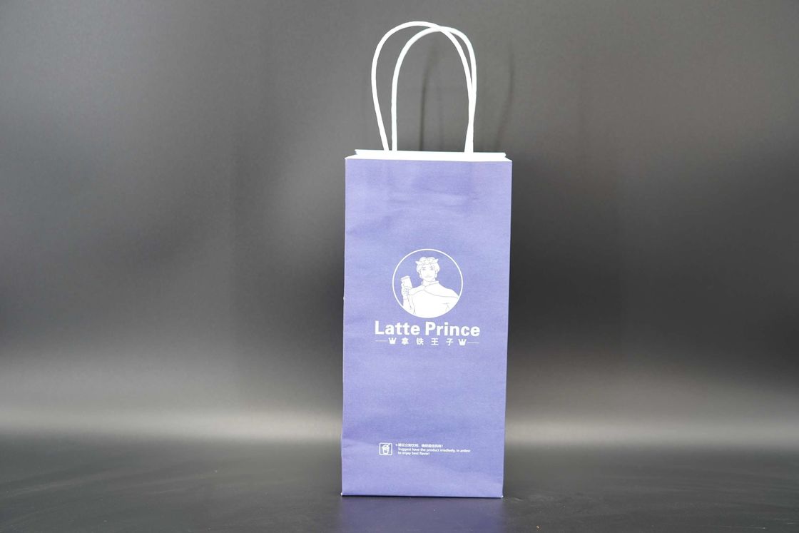 Single Cup Custom Printed Paper Bags For Coffee Safe Lightweight
