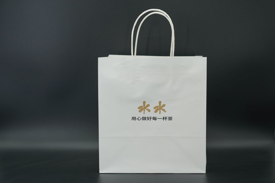 Oversized Custom Paper Shopping Bags With Handles White Twisted