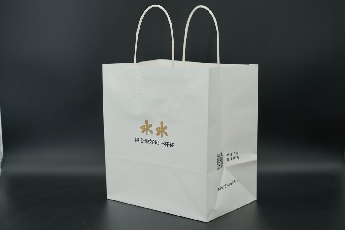 Oversized Custom Paper Shopping Bags With Handles White Twisted