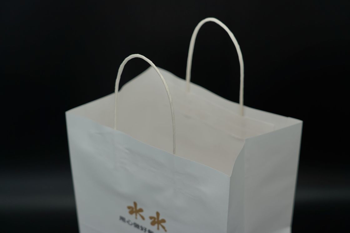 Oversized Custom Paper Shopping Bags With Handles White Twisted