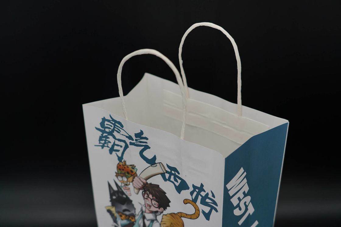 Lightweight Printed Twisted Handle Paper Bags Juice Takeaway Paper Bags