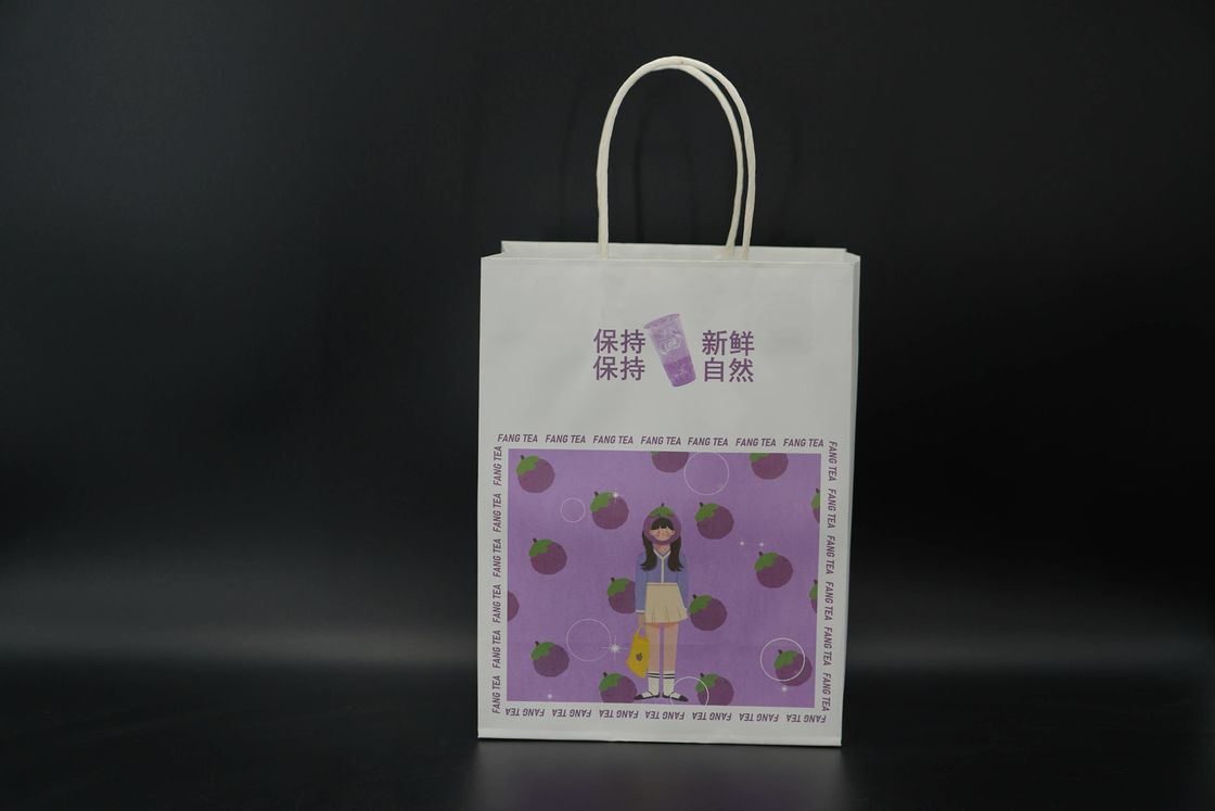 Takeaway Eco Friendly Paper Bags Printing Kraft White Cardboard Paper Bag