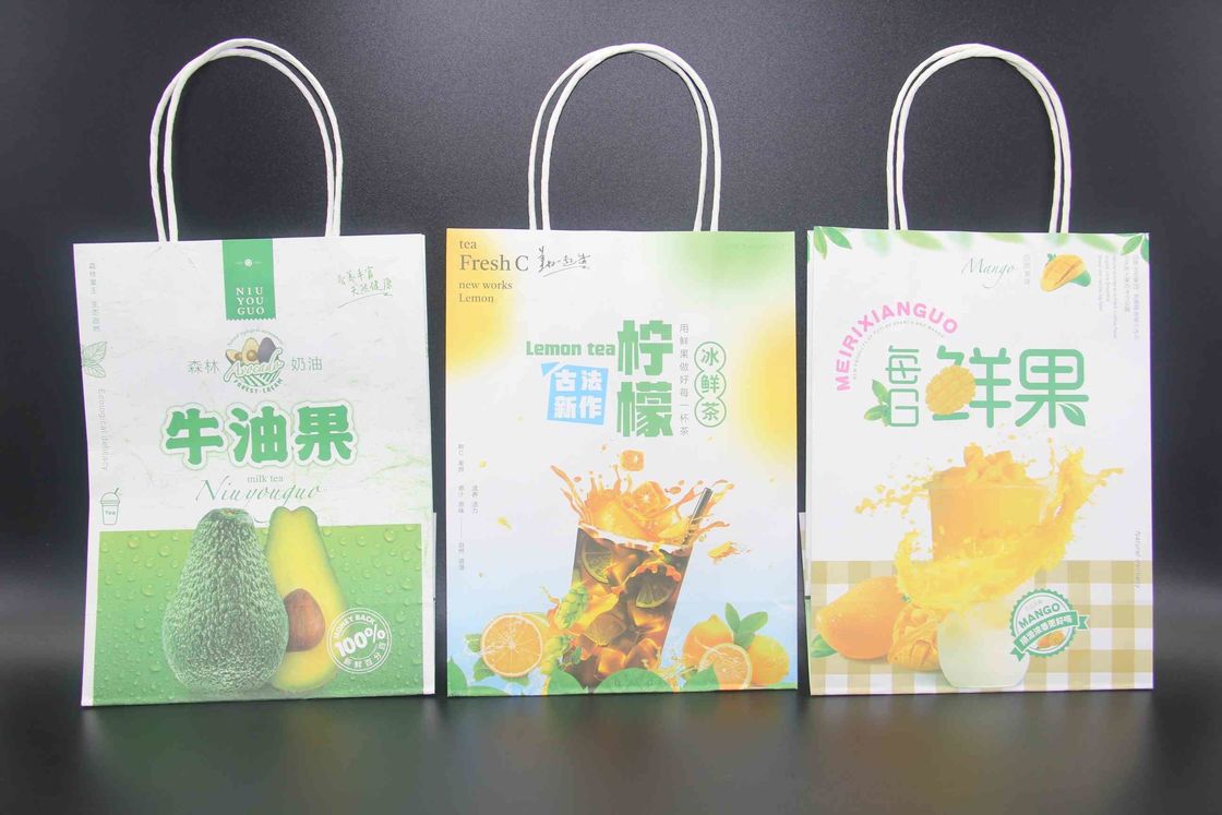 High Quality Milk Tea Takeaway Bags Customized Paper Gift Bags With Own Badge