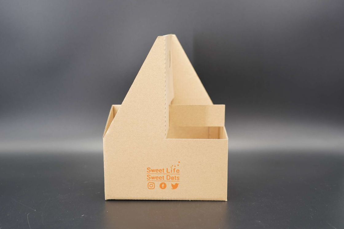 Wholesale Kraft Corrugated Paper 4 Cup Carriers Paper Cup Holder Tray With Handle