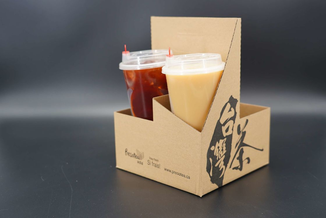 2/4 Cups Kraft / Cardboard Paper Coffee Cup Holder / Carrier Custom