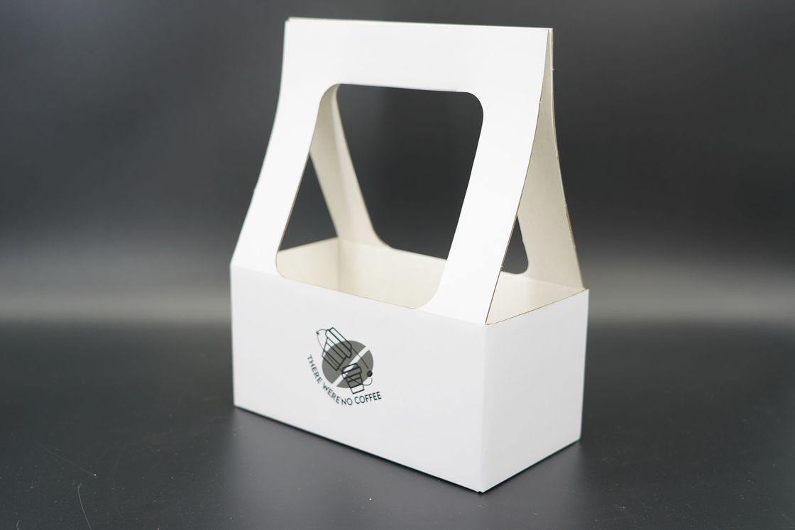 Custom Made Take Away Hot Drink Corrugated Paper Cup Carrier With Handle Coffee Paper Cup Holder