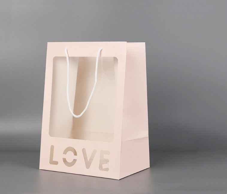 Stock Window Flower Lover Gift Tote Carrier Shopping Paper Packaging Bag