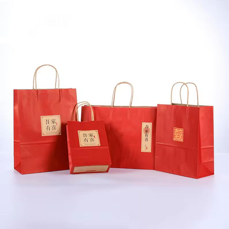 Wholesale Custom Printed White Brown Shopping Kraft Paper Bag With Handle Restaurant Carry Out To Go Bag Fast Food Takea